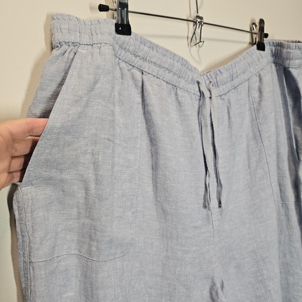 Lucky brand linen blend light blue beachy Cropped Pant size XL - Picture 2 of 8